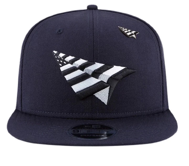 Paper Planes Black on White Snapback Hat with Green Undervisor