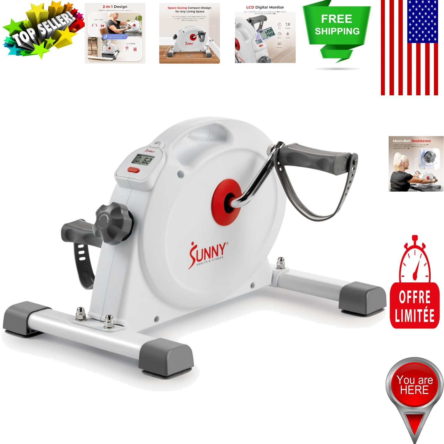 Ergonomic Under-Desk Pedal Exerciser - Quiet, Adjustable Resistance & App Access