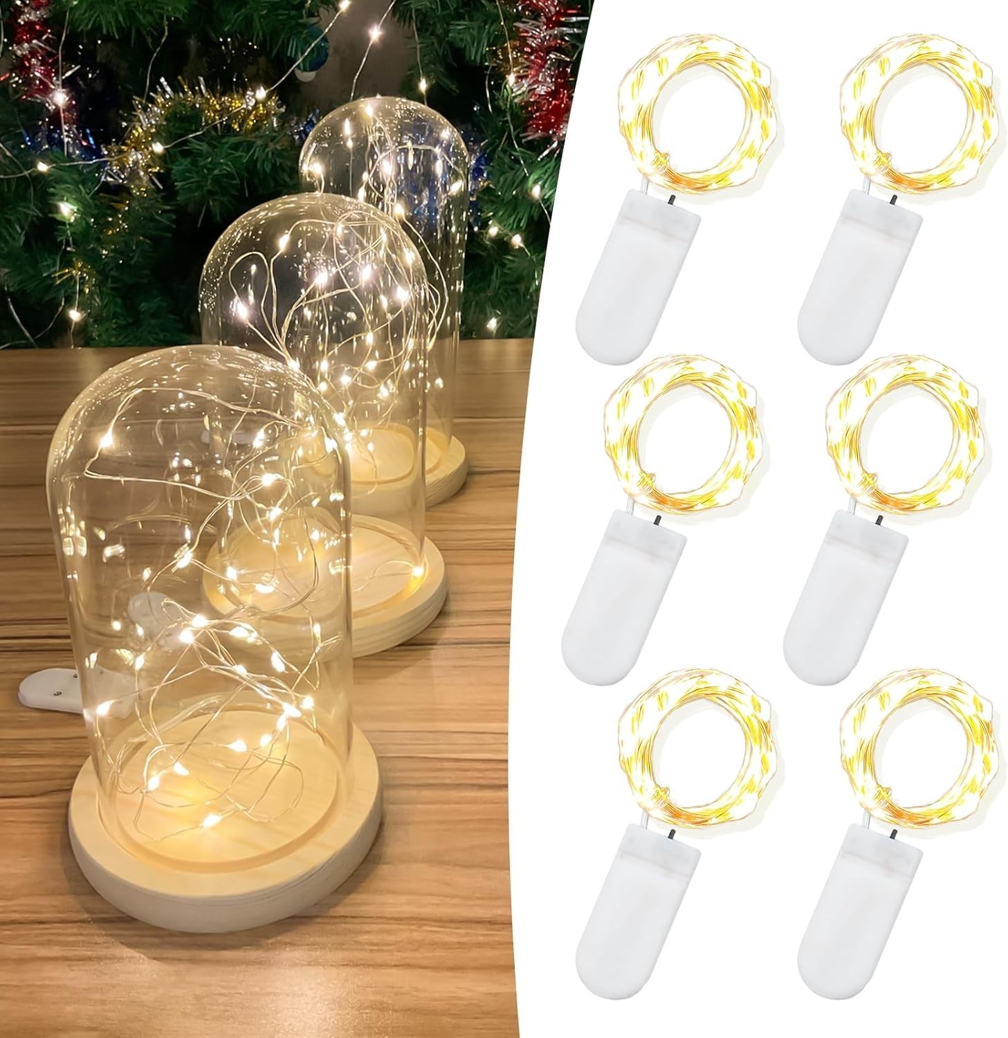 6 Pack 7FT 20 LED Battery Operated Fairy Lights, Warm White Mini String Lights w