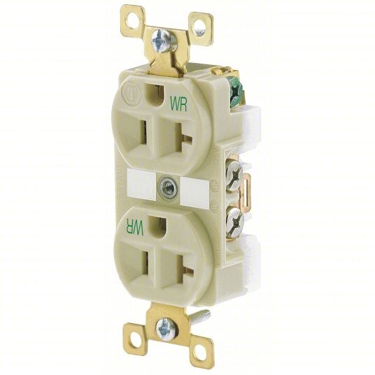 🔴(QTY 2) Bryant BRY5362IWR Weather Resistant Duplex Receptacle 20A 125V Ivory‼️