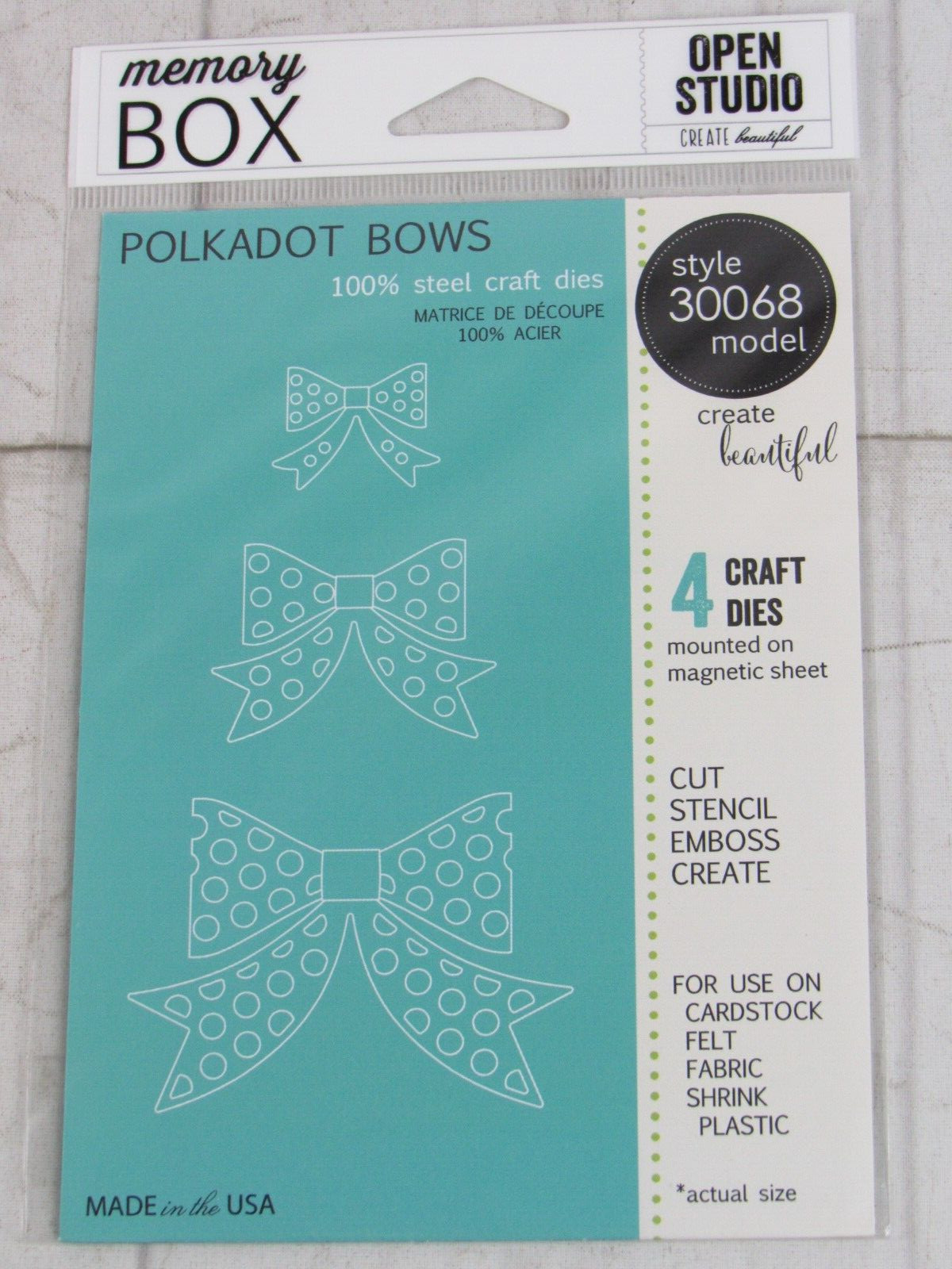 Memory Box Open Studio Steel Craft Die, Polka Dot Bows, 4 dies, 30068
