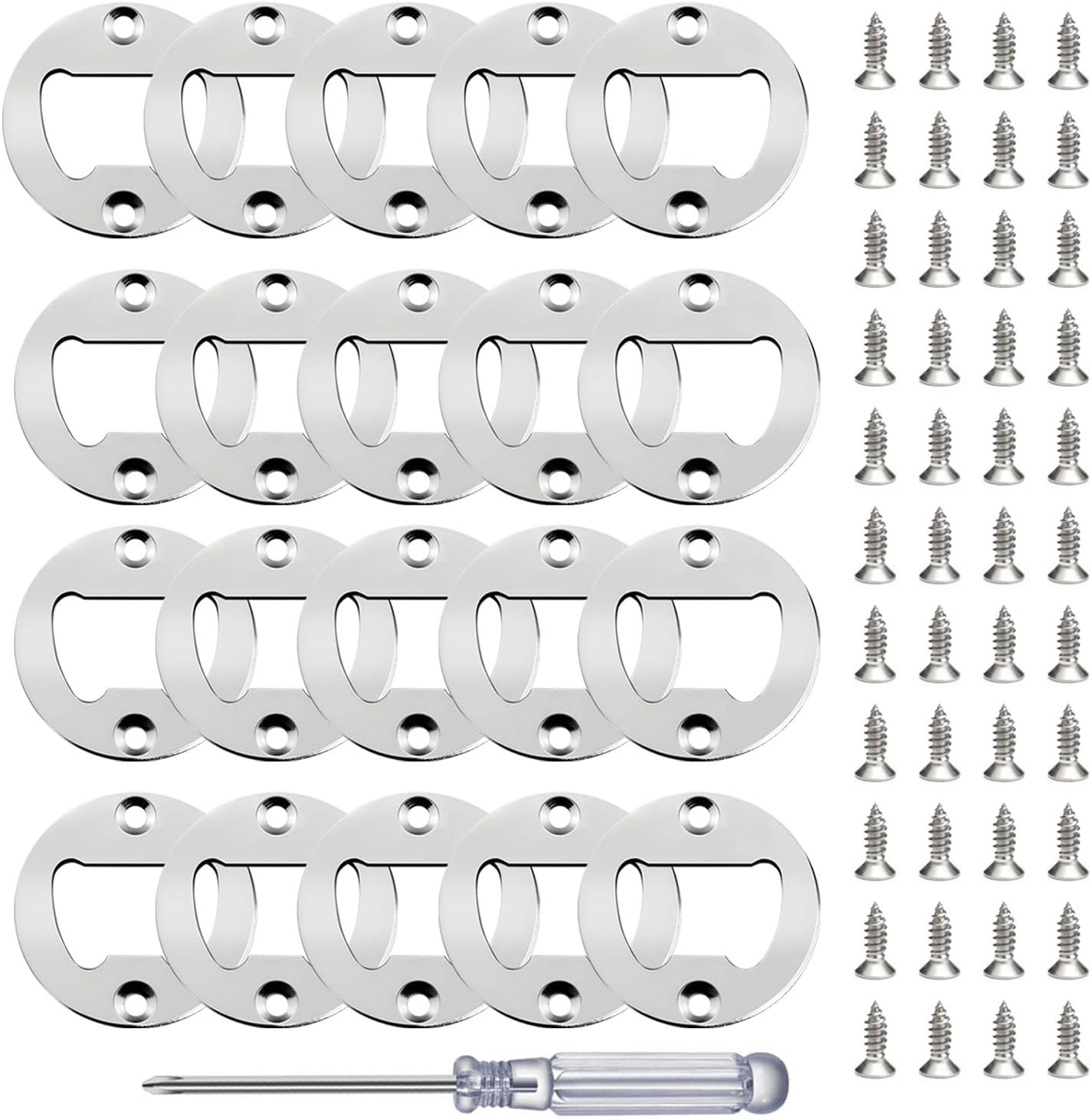 Stainless Steel Bottle Opener Inserts Kit - 20 Set 20 SETS - Silver, Silver