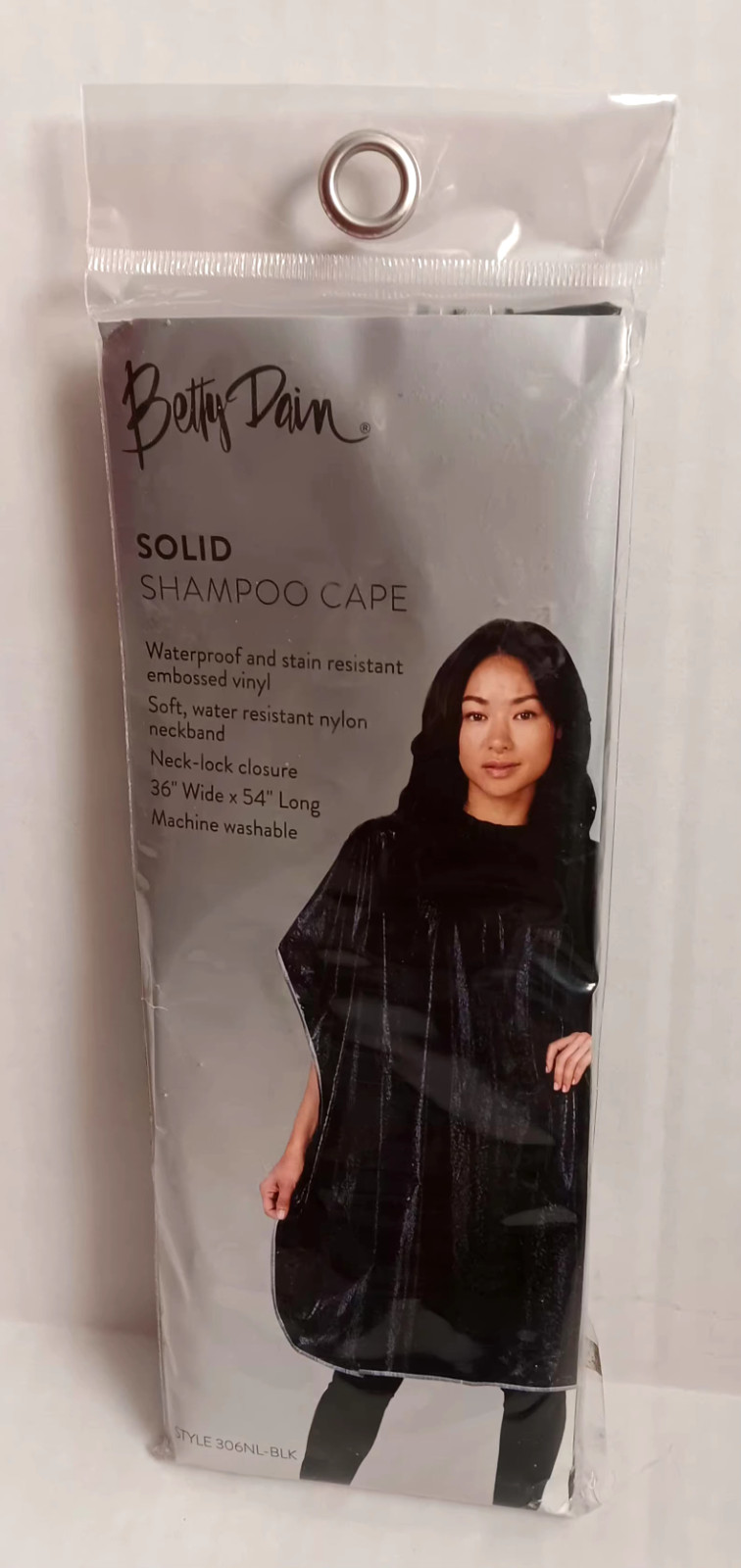 Betty Dain Shampoo Cape Style 306NL-BLK New 36”x54” machine washable vinyl
