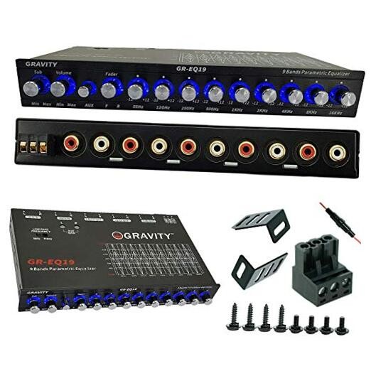 Gravity EQ19 1/2 Din 9 Equalization Bands Band Car Audio Equalizer EQ Front,