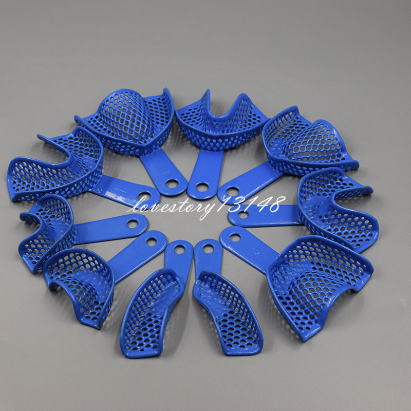 10 Pcs Dental Plastic-Steel Impression Trays Upper/Lower L+M+S+A+Q Autoclavable