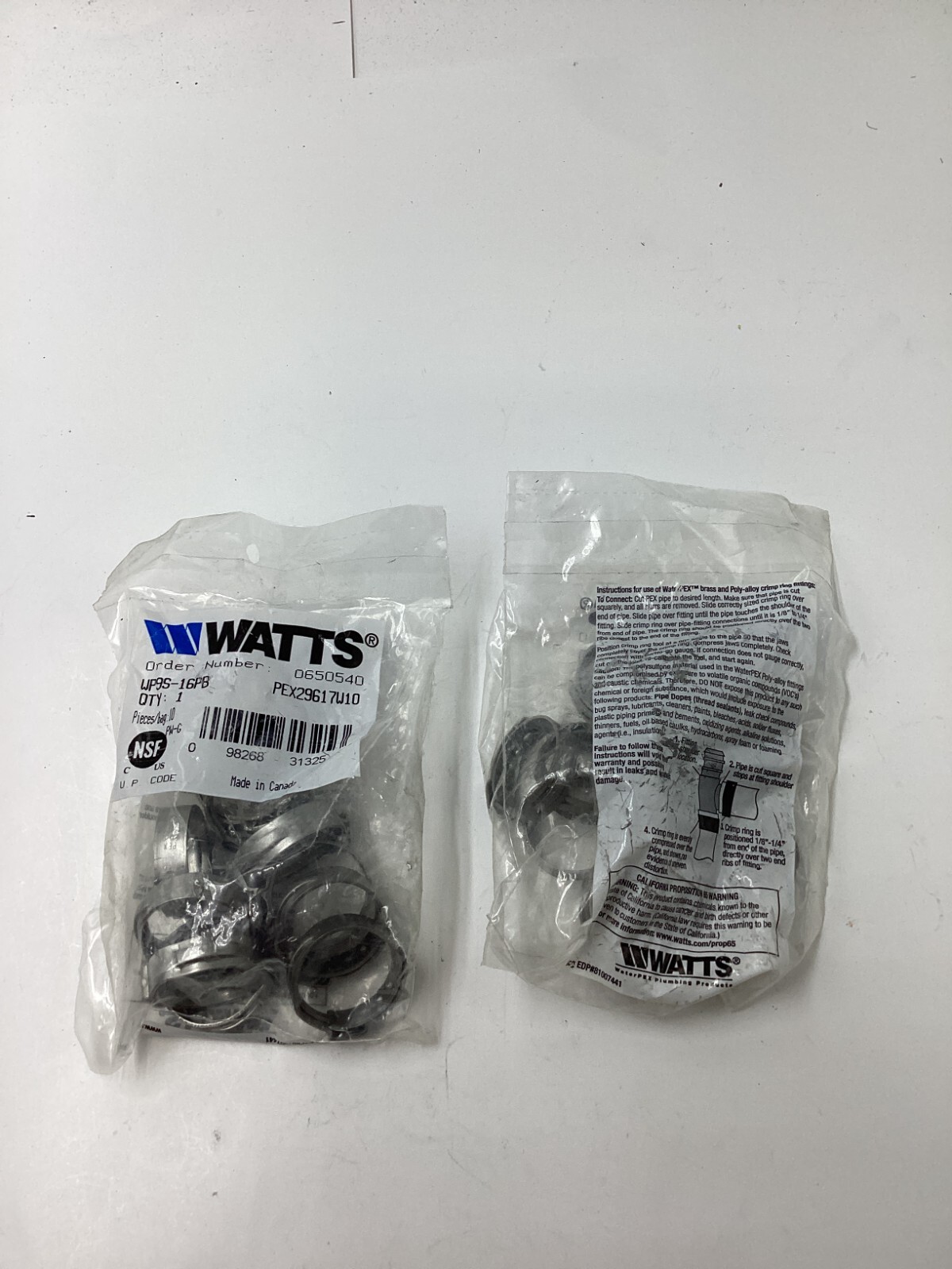 ( 2 Packs) Watts WP9S-16PB Cinch Clamps Made in Canada