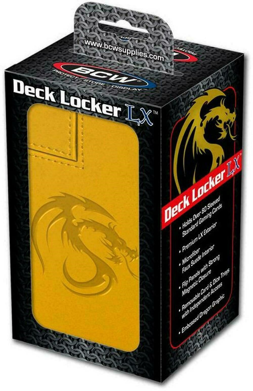 BCW Yellow Leatherette Deck Locker LX holds 80 Collectible Gaming Cards plus Dic