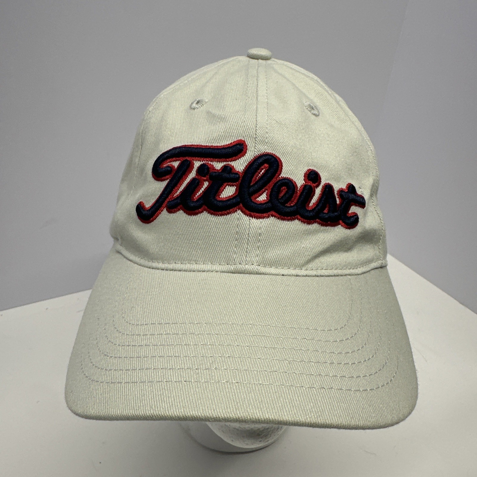 Titleist Golf Strap Back Hat Beige Cap Embroidered #1 Lynch Adjustable