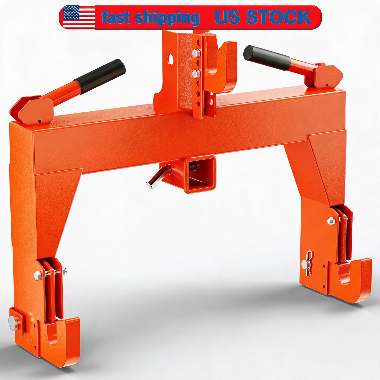 3 Point Quick Hitch for Category 1 2 Tractor 3000 Lbs w/ 2 Receivers Orange