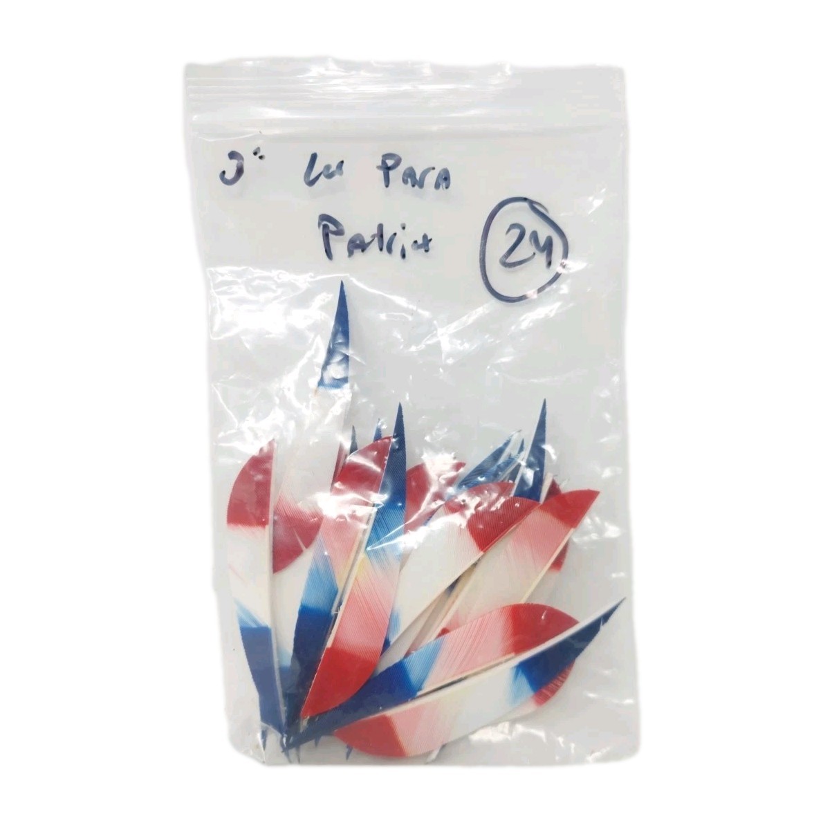 24 Count Archery Arrow Feathers 3" Left Wing: Parabolic Patriot RED WHITE BLUE