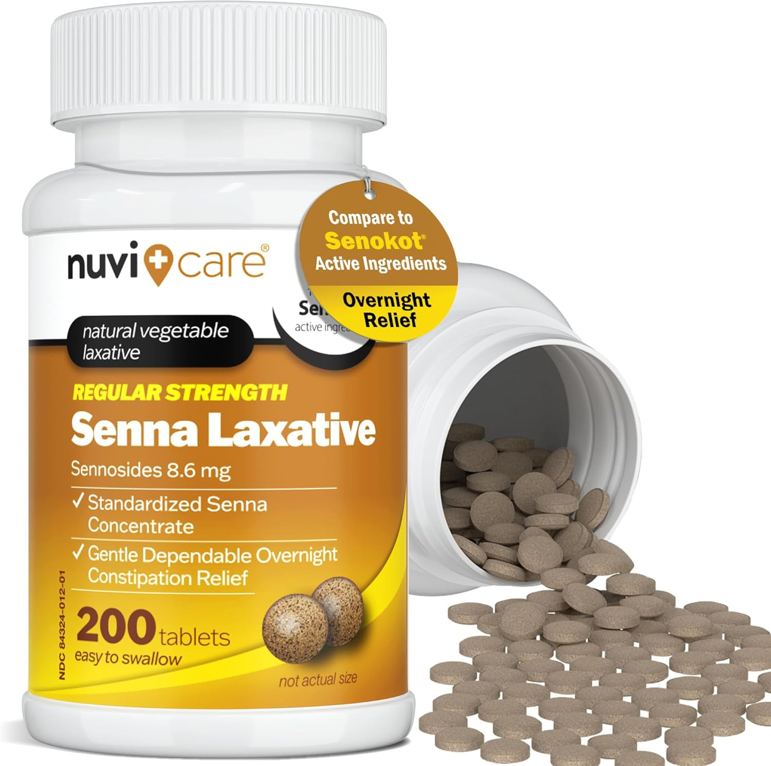 Senna Laxative Tablets 8.6 Mg – Natural Senna Leaf Laxative for Occasional Const