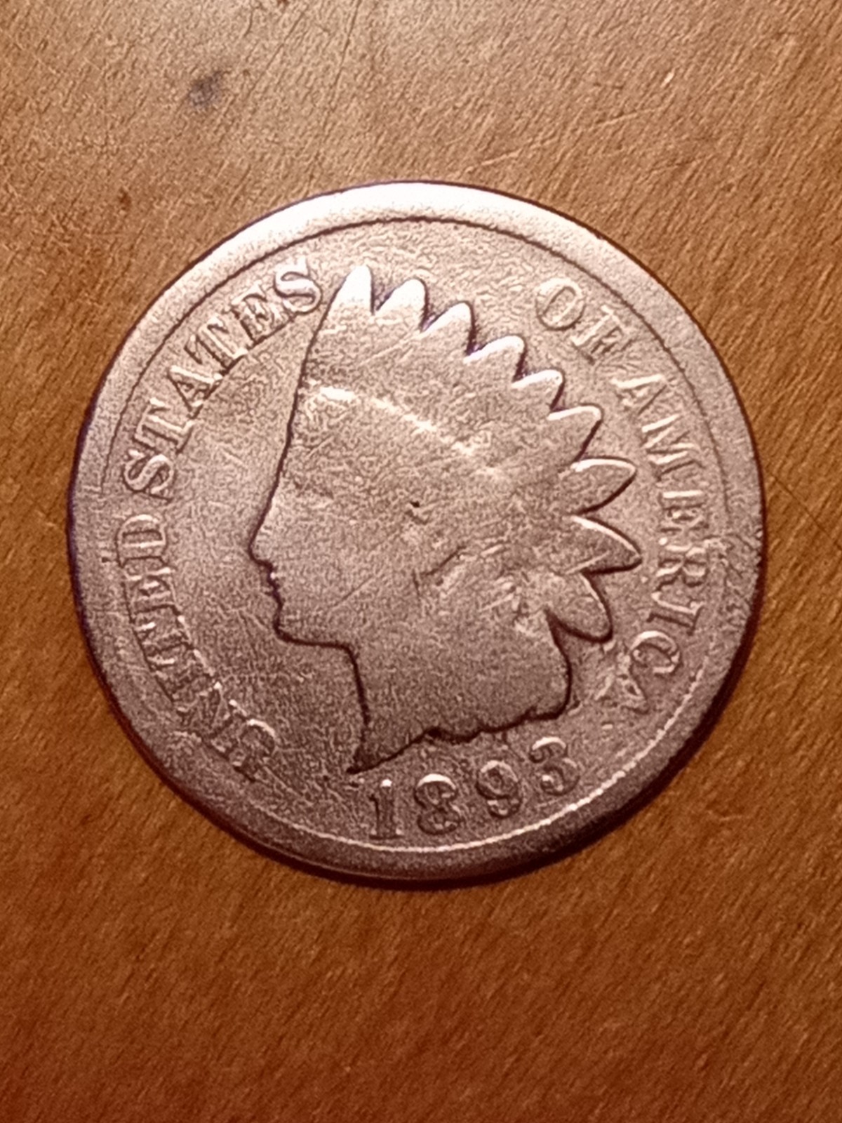 1893P Indian Head penny, #1, moderate wear