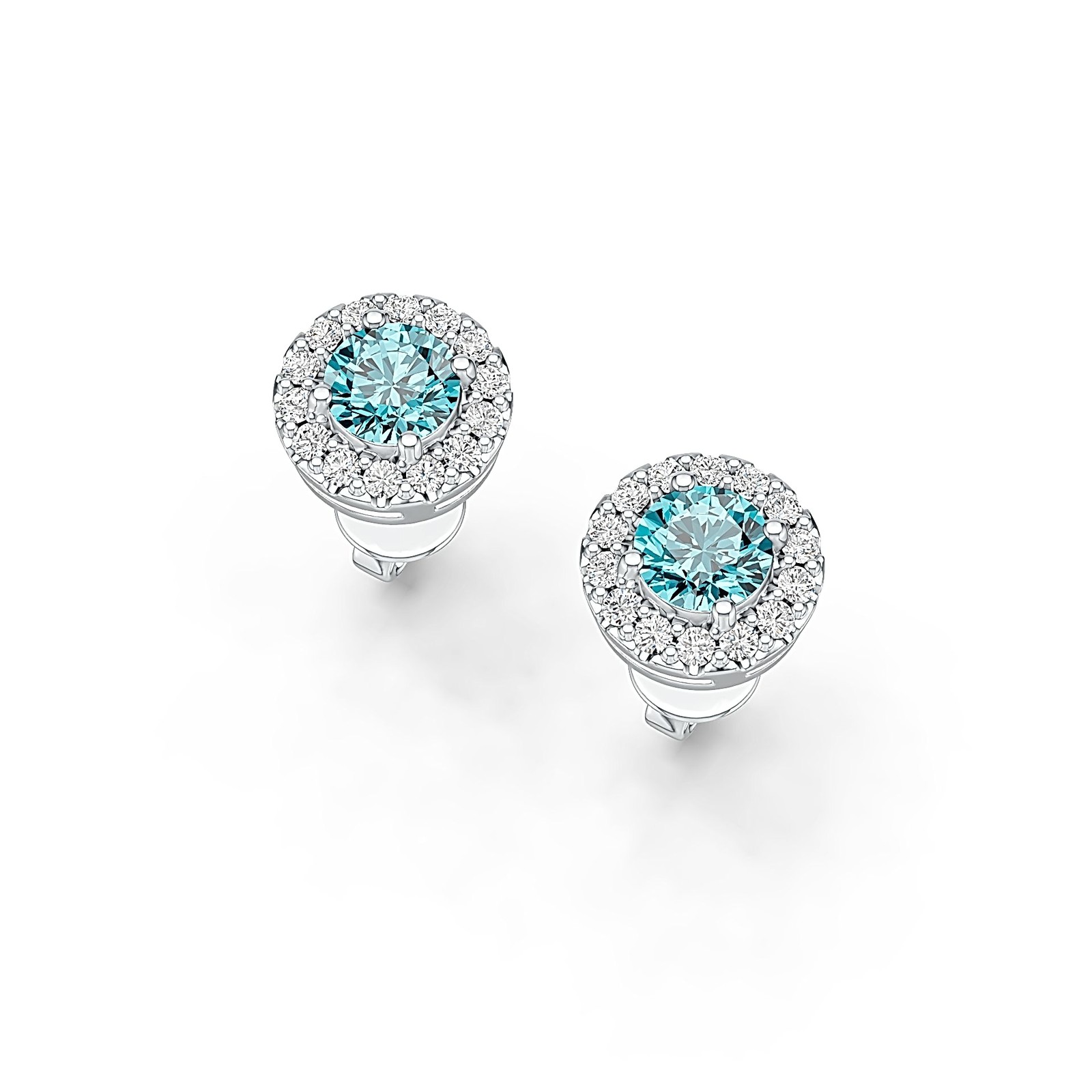 Sterling Silver Semi Mount Earrings Setting Round RD 5x5mm White Topaz