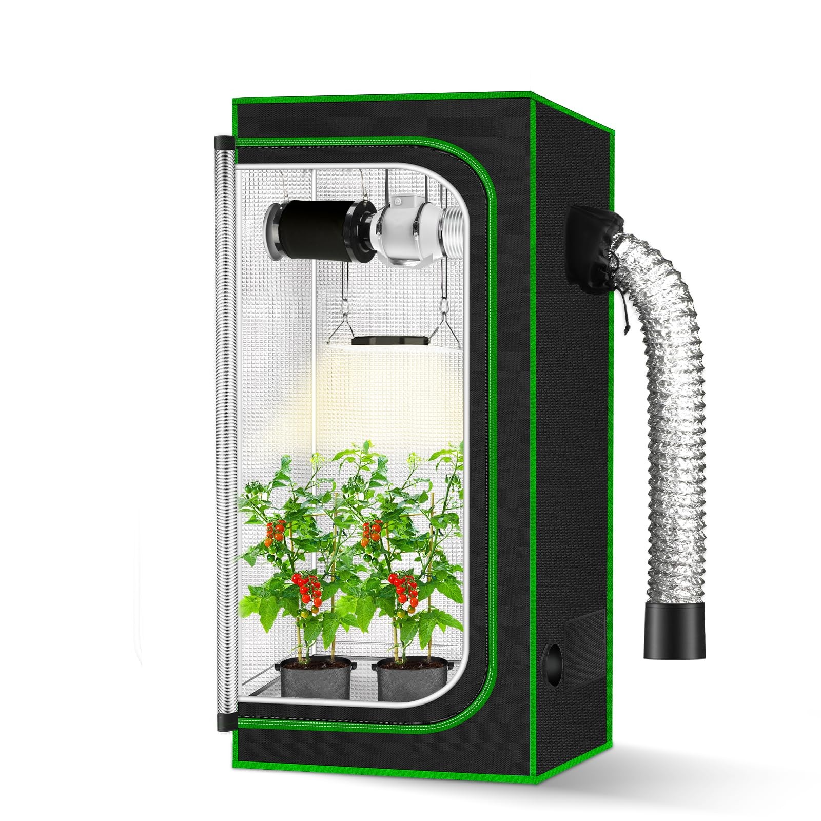 2x2 Grow Tent 24x24x48in Reflective 600D Mylar