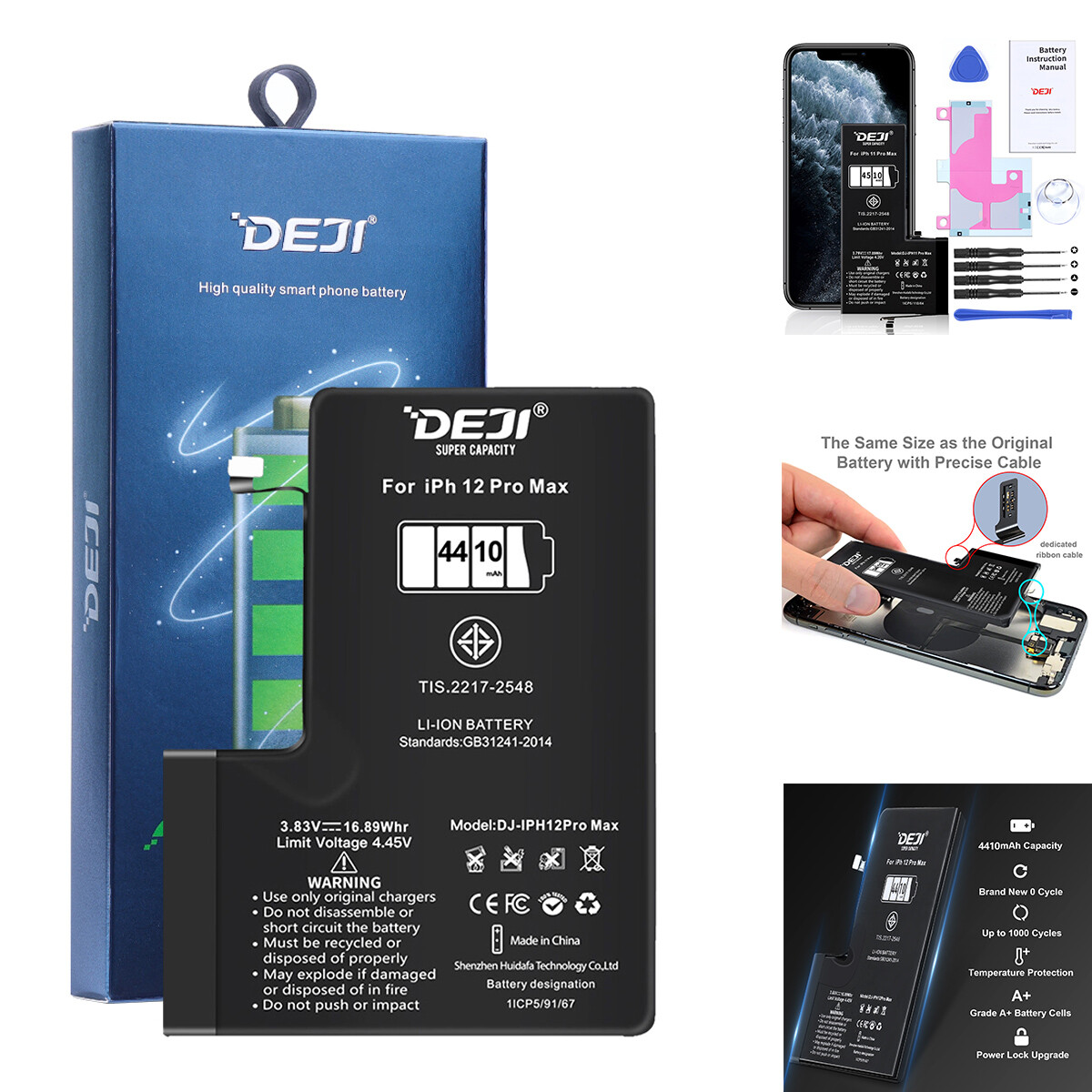 High Capacity OEM Replacement Internal Battery for iPhone 11/14/13/12 Pro Max/X