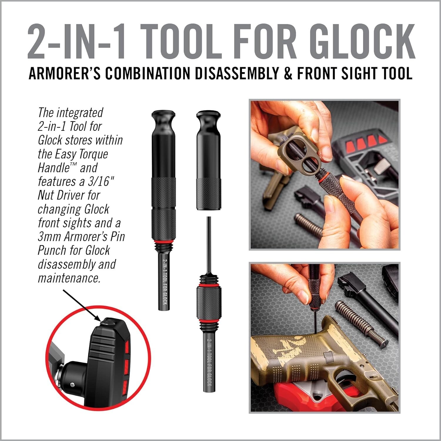 Real Avid Universal Glock Sight Pusher | Front and Rear Sight Tool for Glock