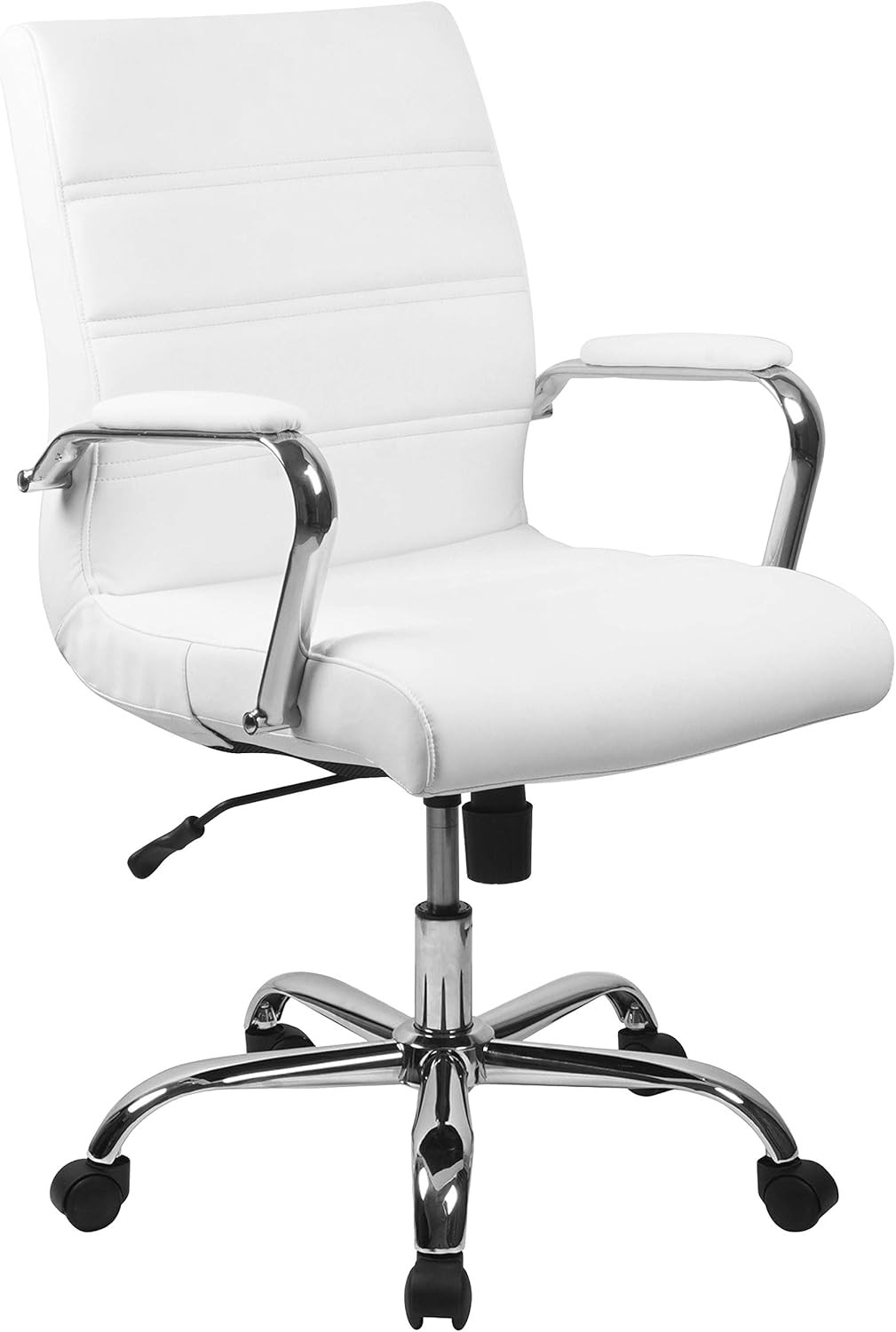Whitney Mid-Back Swivel Leathersoft Desk Chair with Padded Seat and Armrests, Ad
