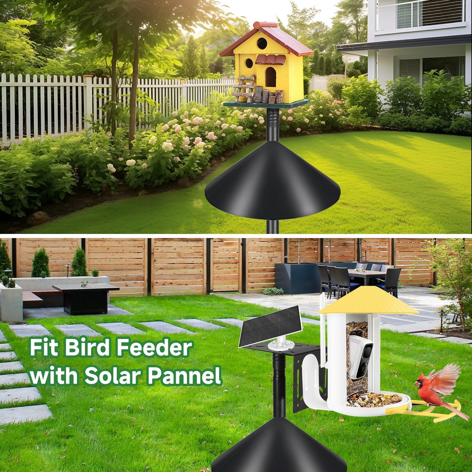 Proerr Smart Bird Feeder Pole Stand 79In,Adjustable Height 79 INCH, Black