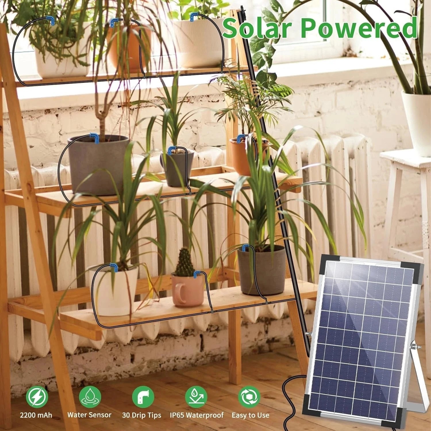 5W Solar Drip Automatic Irrigation Kit Self Watering Irrigation System,New,g