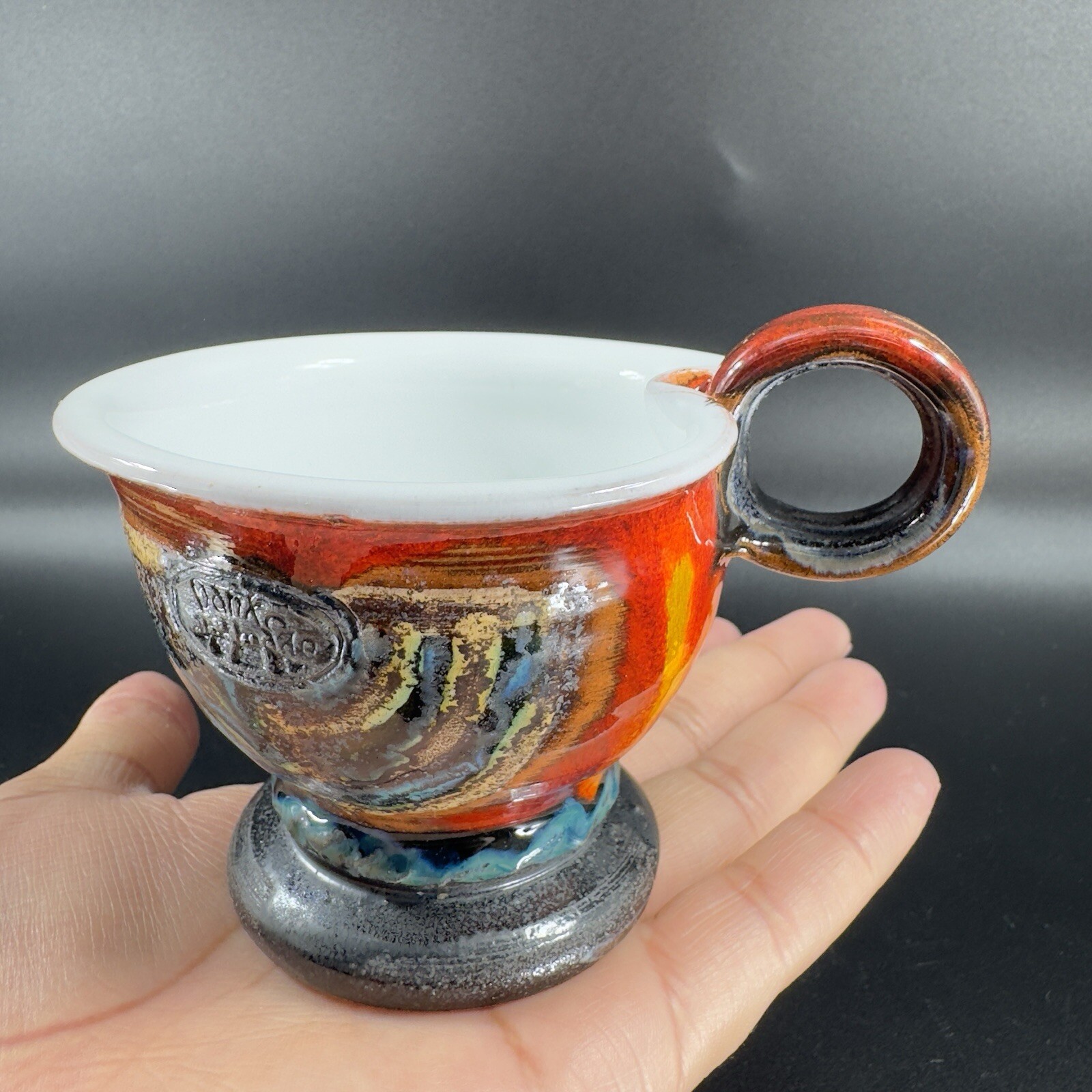 Danko Pottery Lava Glaze Textured Hand Made Small Pitcher Creamer Vintage