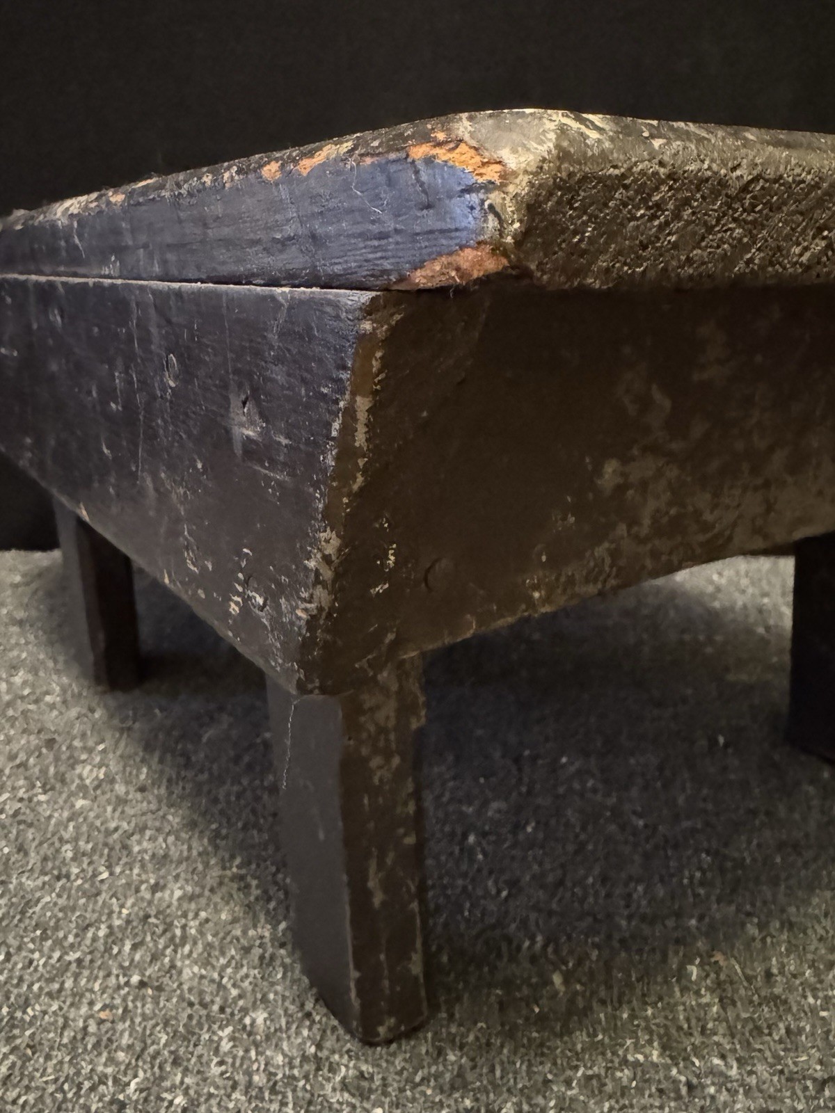 Vintage Primitive Wooden Step Stool Foot Stool Black