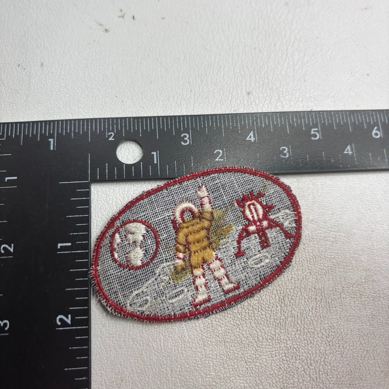 Vtg Some-Staining ASTRONAUT OR COSMONAUT MOON CRATERS EARTH Patch 65XC