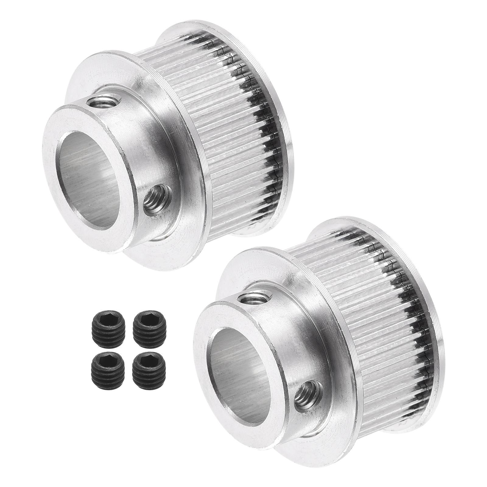 40 Teeth 12mm Bore Timing Pulley Synchronous Wheel Silver, Pack of 2