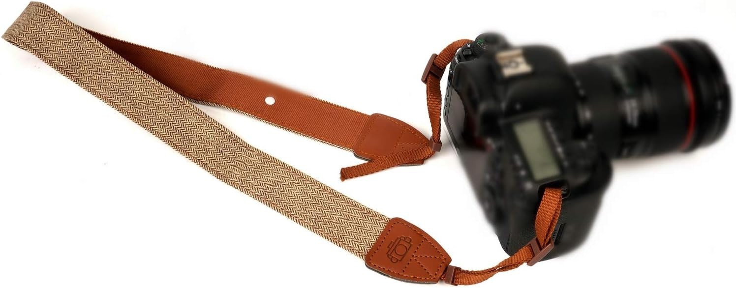 Stylish Brown Canvas Strap with Quick Release - Perfect for DSLRs and Binoculars