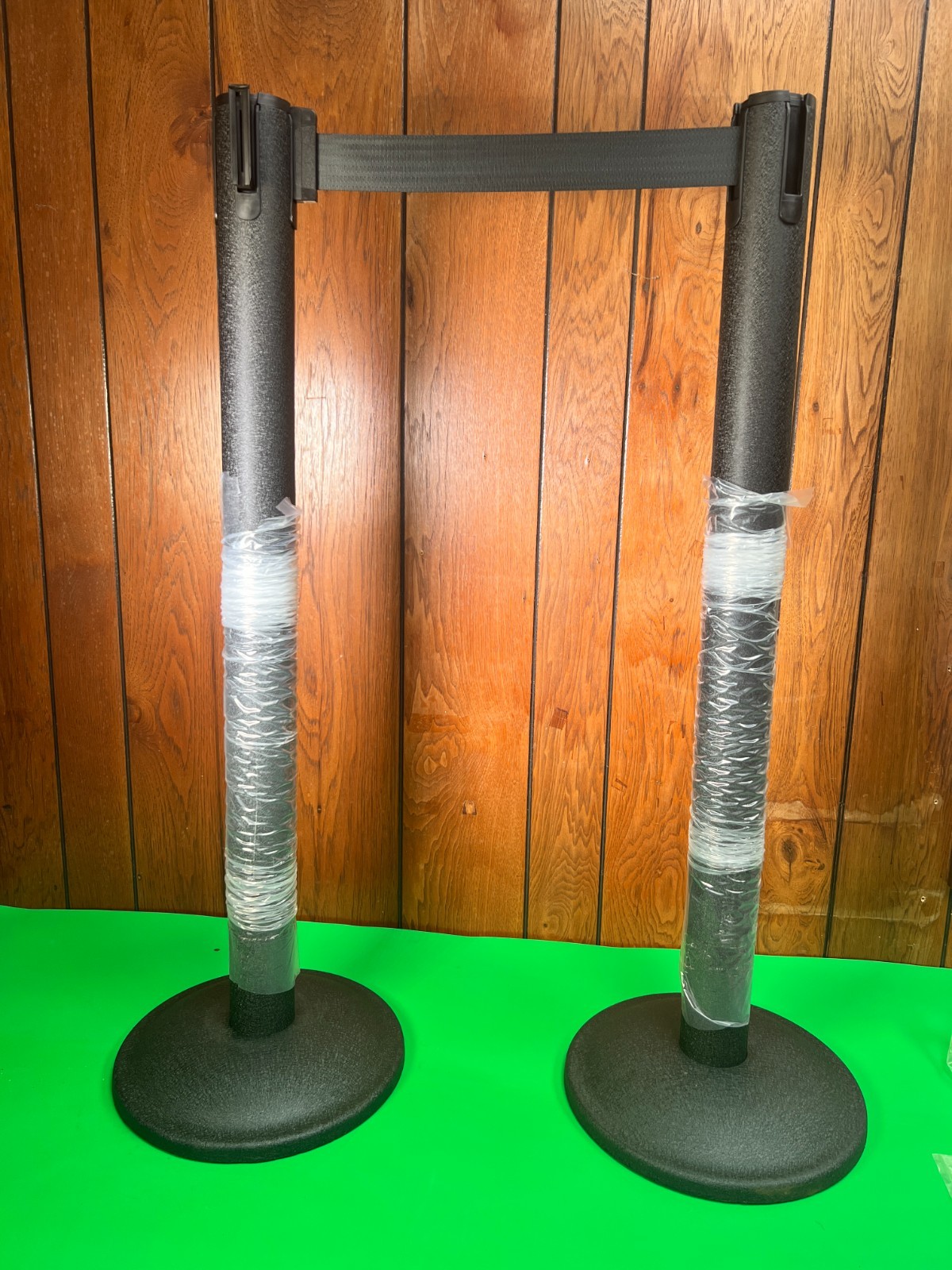 2-Pack Lavi Industries Basic Stanchion 38-1/2" Black Post 7' Retractable Belt
