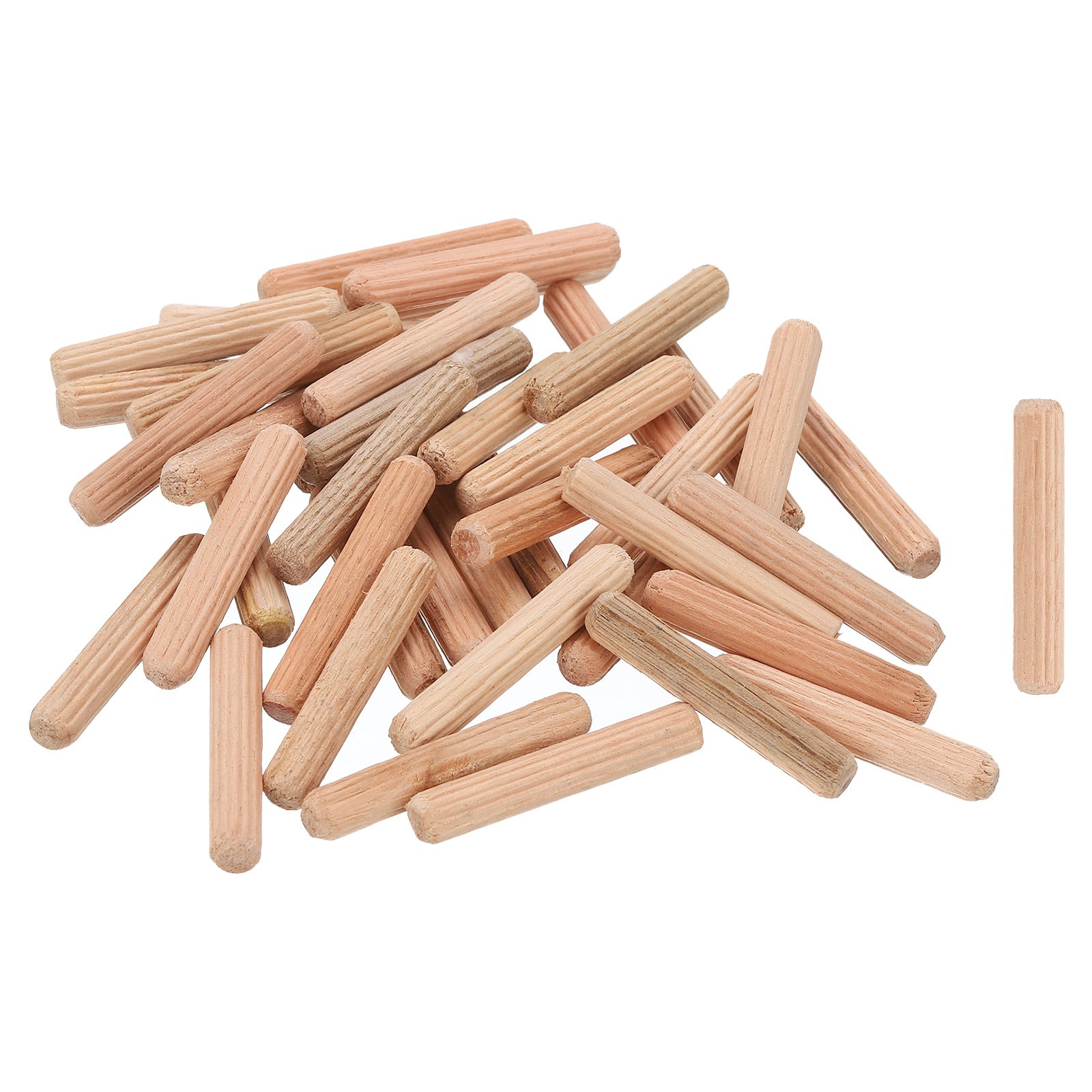 200Pcs 1/4" x 1-3/8" Wooden Dowel Pins, Furniture Woodwork Grooved Fluted Pin