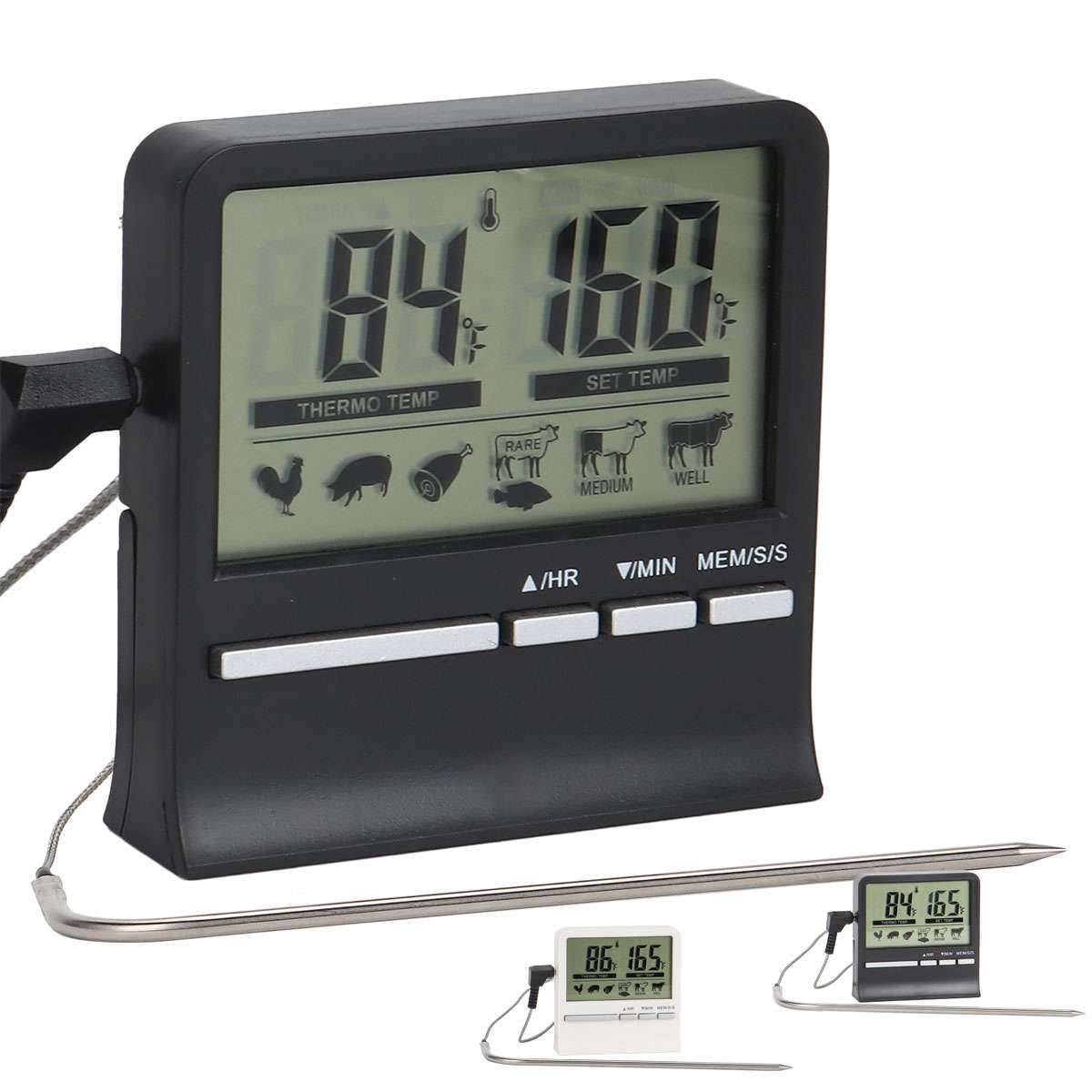 For BBQ Smoker Oven Grill Food Digital Meat Cooking Thermometer & Timer Alarm US