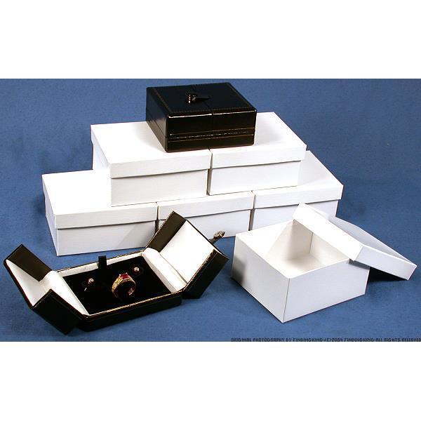 6 Black Ring & Earring Snap Lid Gift Boxes 3 1/2"
