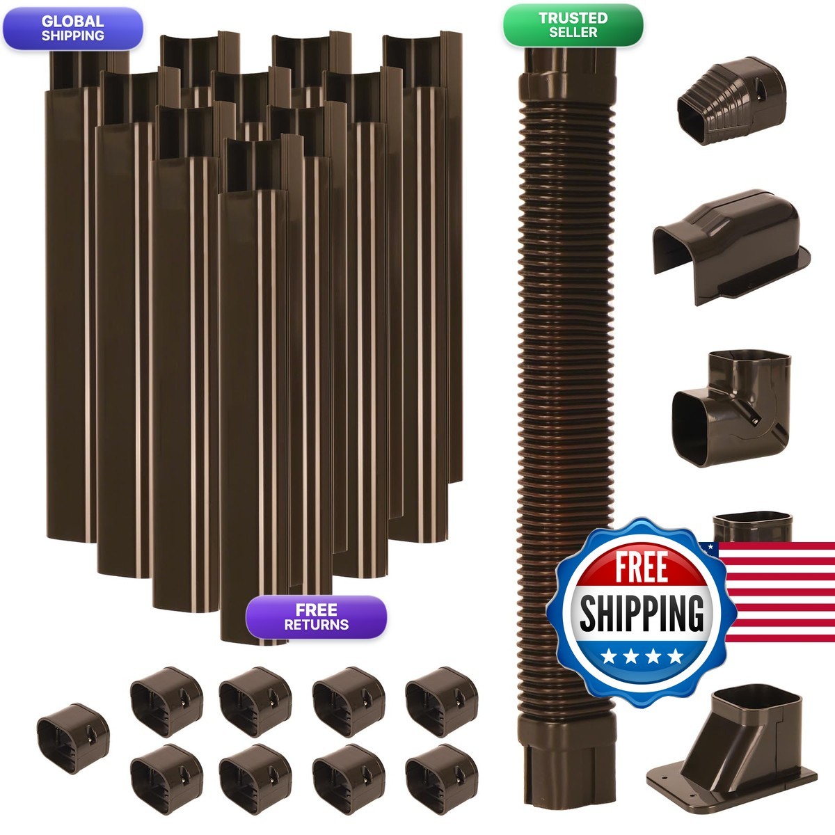 Hoxha 3 W 16.1Ft L Brown Line Set Cover Kit For Mini Split Air Conditioners