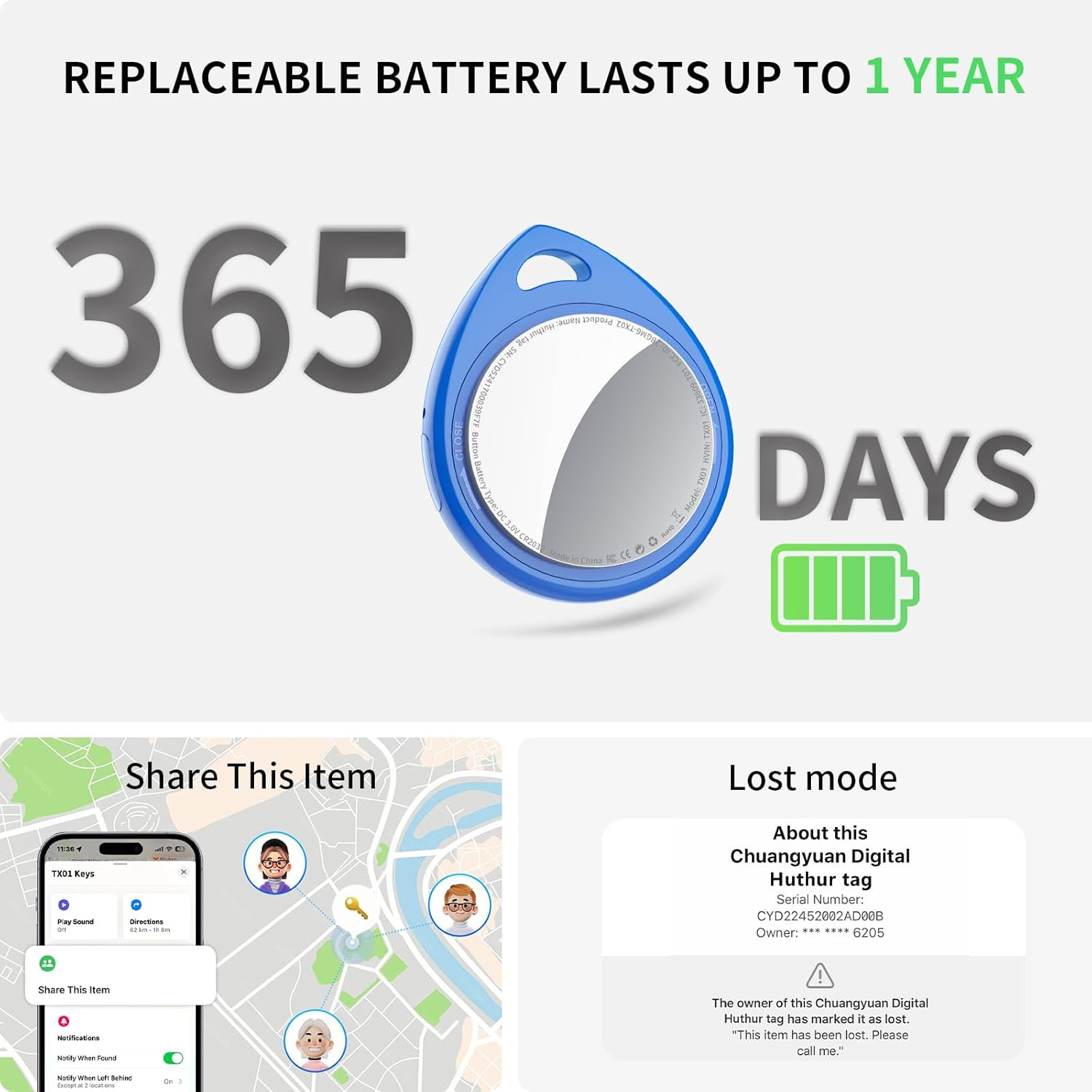 Air Tracker Tags-4 Pack Blue, 5.3 Bluetooth Tracker Work with Apple Find My (Ios