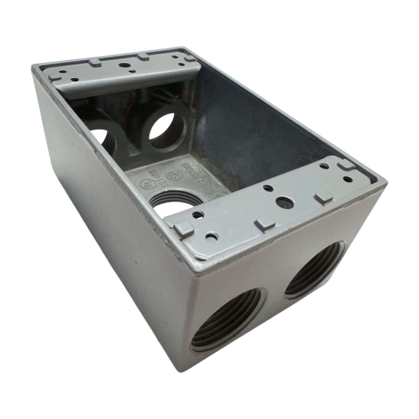 1-Gang Aluminum Outlet Box, E121488, LR57925, 5 Outlet Holes (3/4")