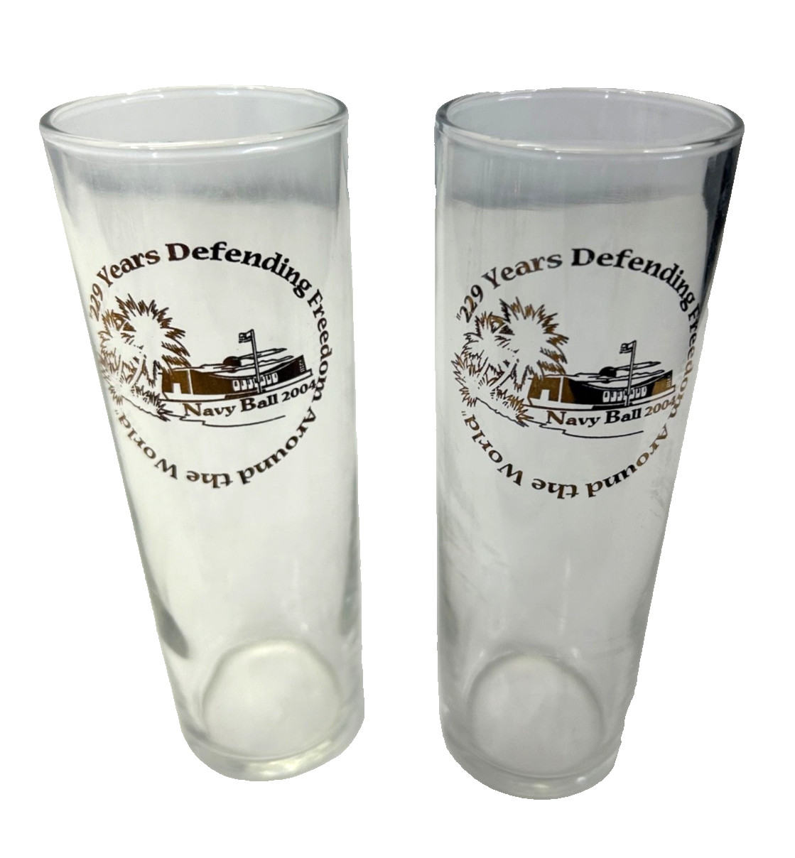 2004 Pearl Harbor US Navy Ball Tall Glasses