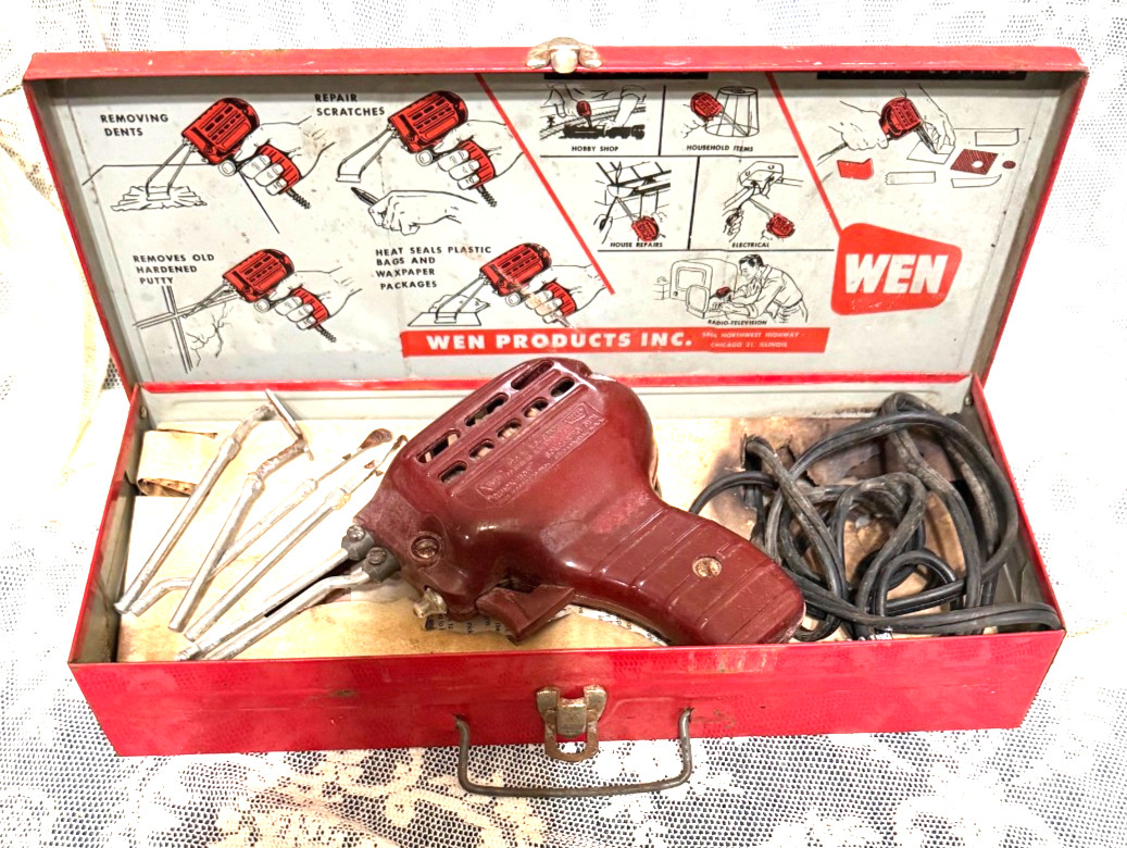 Vintage WEN Soldering Gun Model 199K Utility Kit Red Metal Case Paperwork WORKS