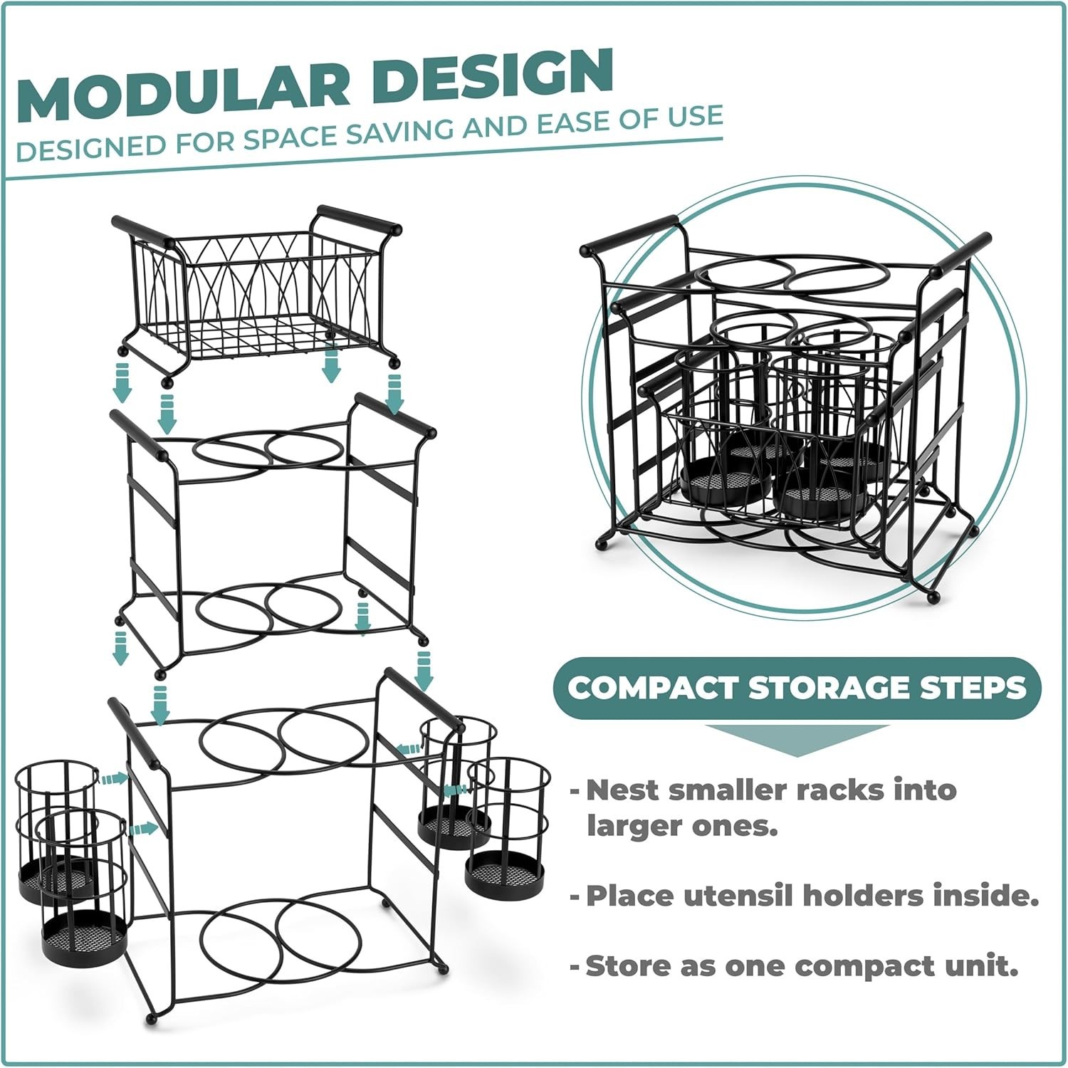 Buffet Caddy — 7-Piece Stackable Set Includes Plate, Napkin, and Silverware Hold