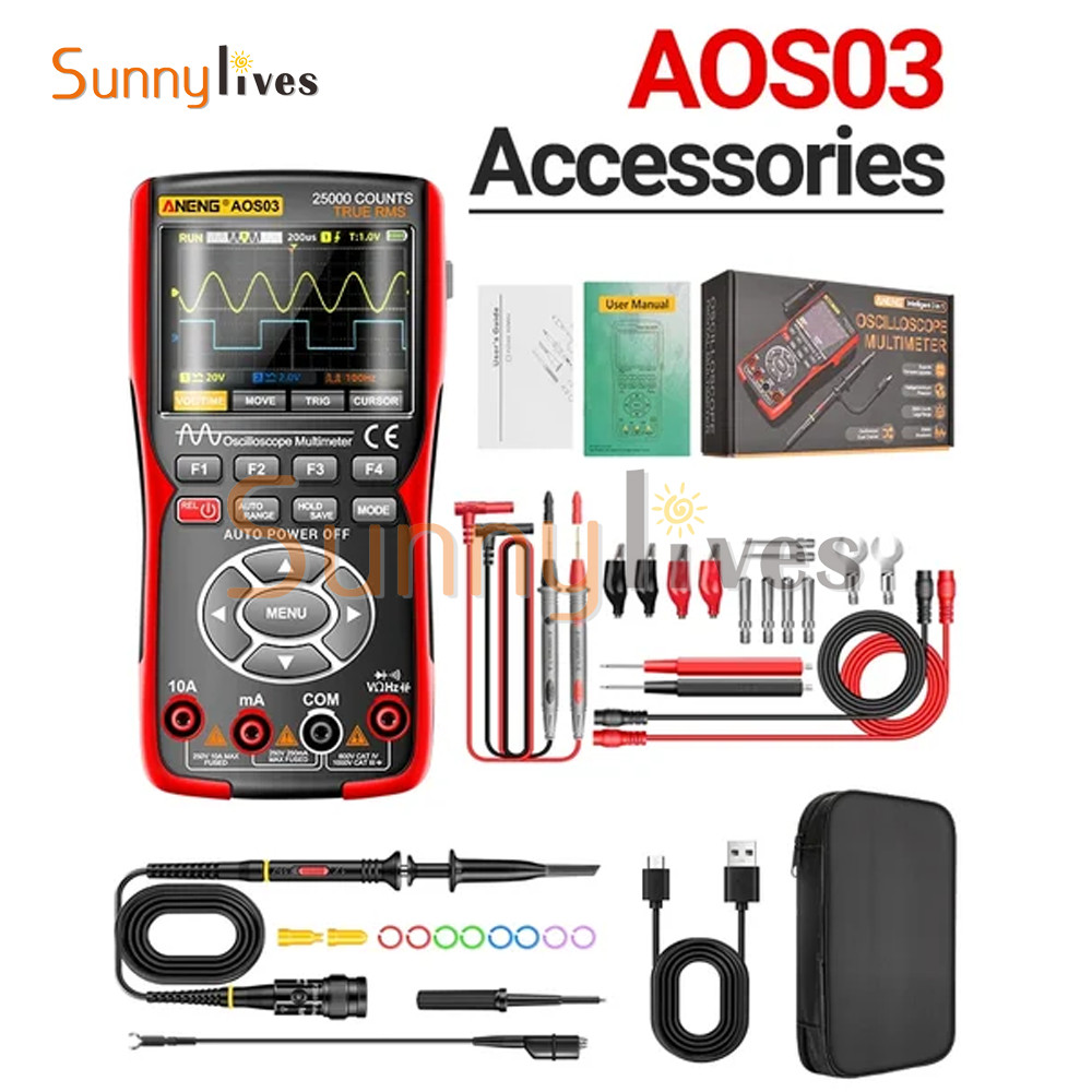 ANENG AOS03 3-in-1 Handheld Multimeter Digital Oscilloscope Signal Generator