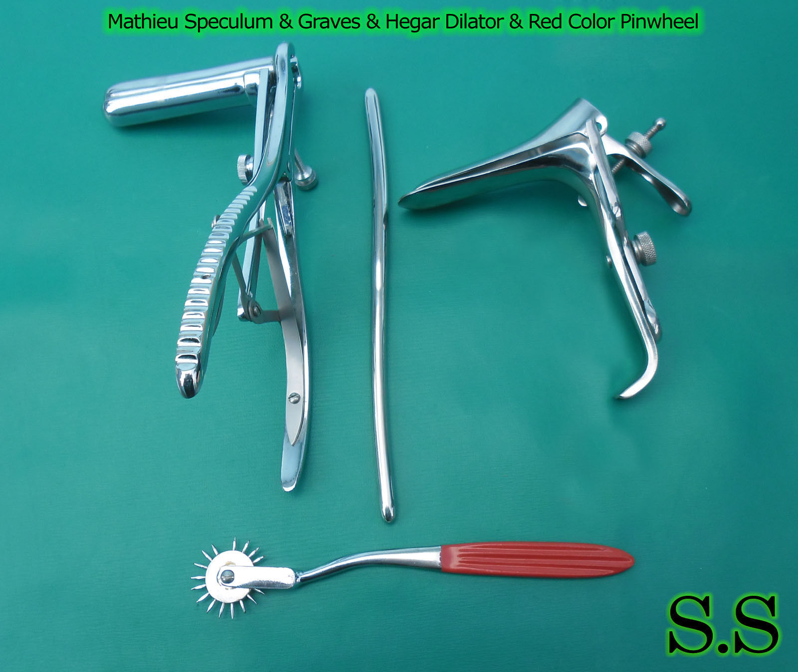 Mathieu Speculum Hegar Dilator Red Pinwheel & Graves Speculum Medium