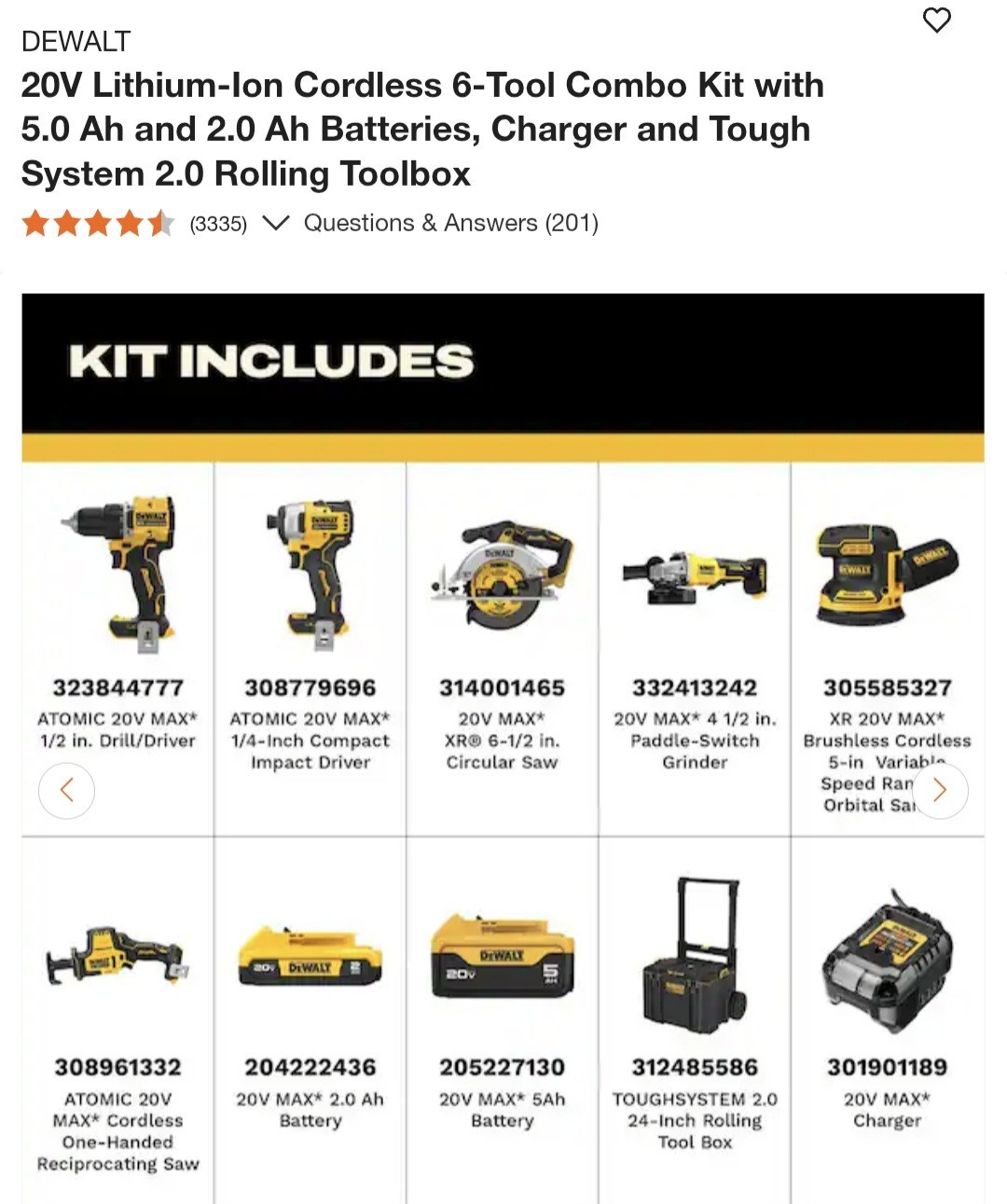 DEWALT 20V 8-Tool Combo Kit w/ TOUGHSYSTEM 2.0 Rolling Case and Extras (8)