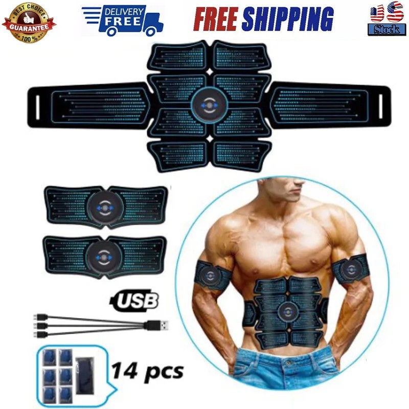 ABS Muscle Belt Electric Muscle Toning Rechargeable 3in1 USB Charge With 6 Modes