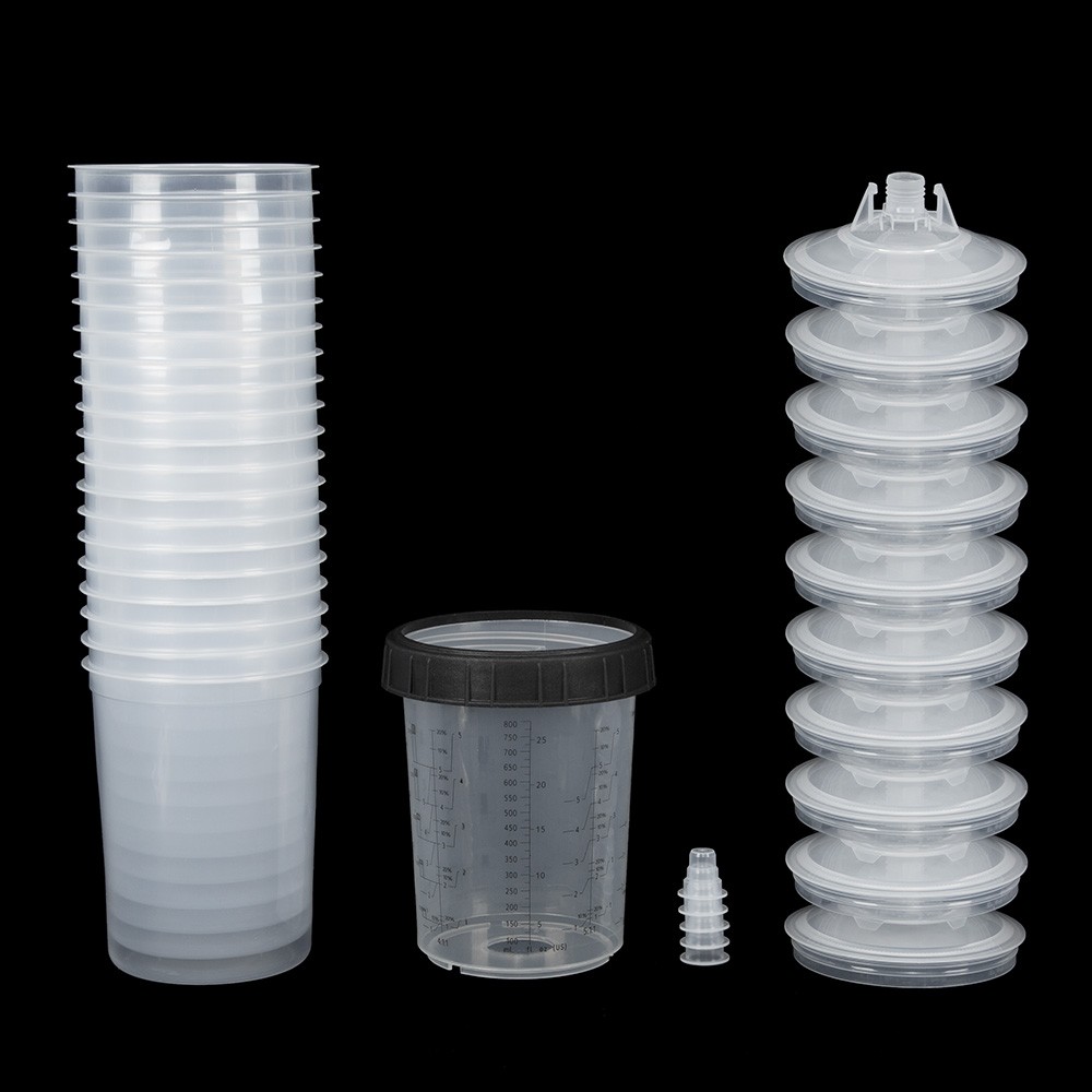 20 Pack Disposable Paint Spray Gun Cup Liners and Lid System 27oz Kit US STOCK
