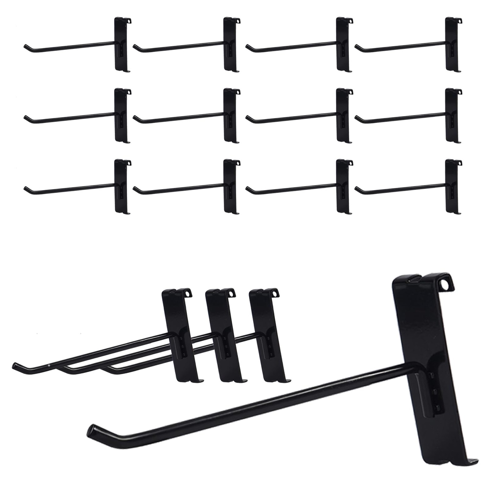 12 PCS Gridwall Hooks 6 Inch Heavy Duty Black Display Panel Retail Accessory