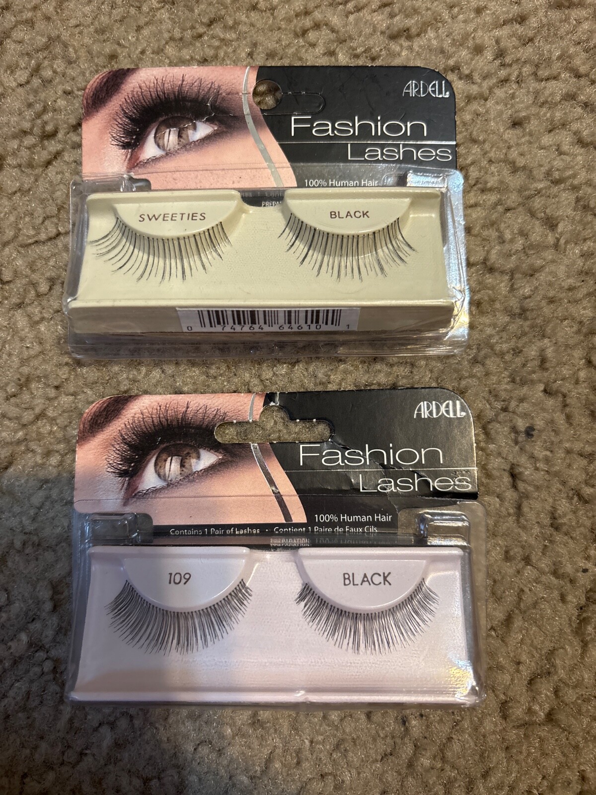 LOT OF 2 Ardell Natural False Black Eye Lashes, #109 & Sweeties Brand New in Box