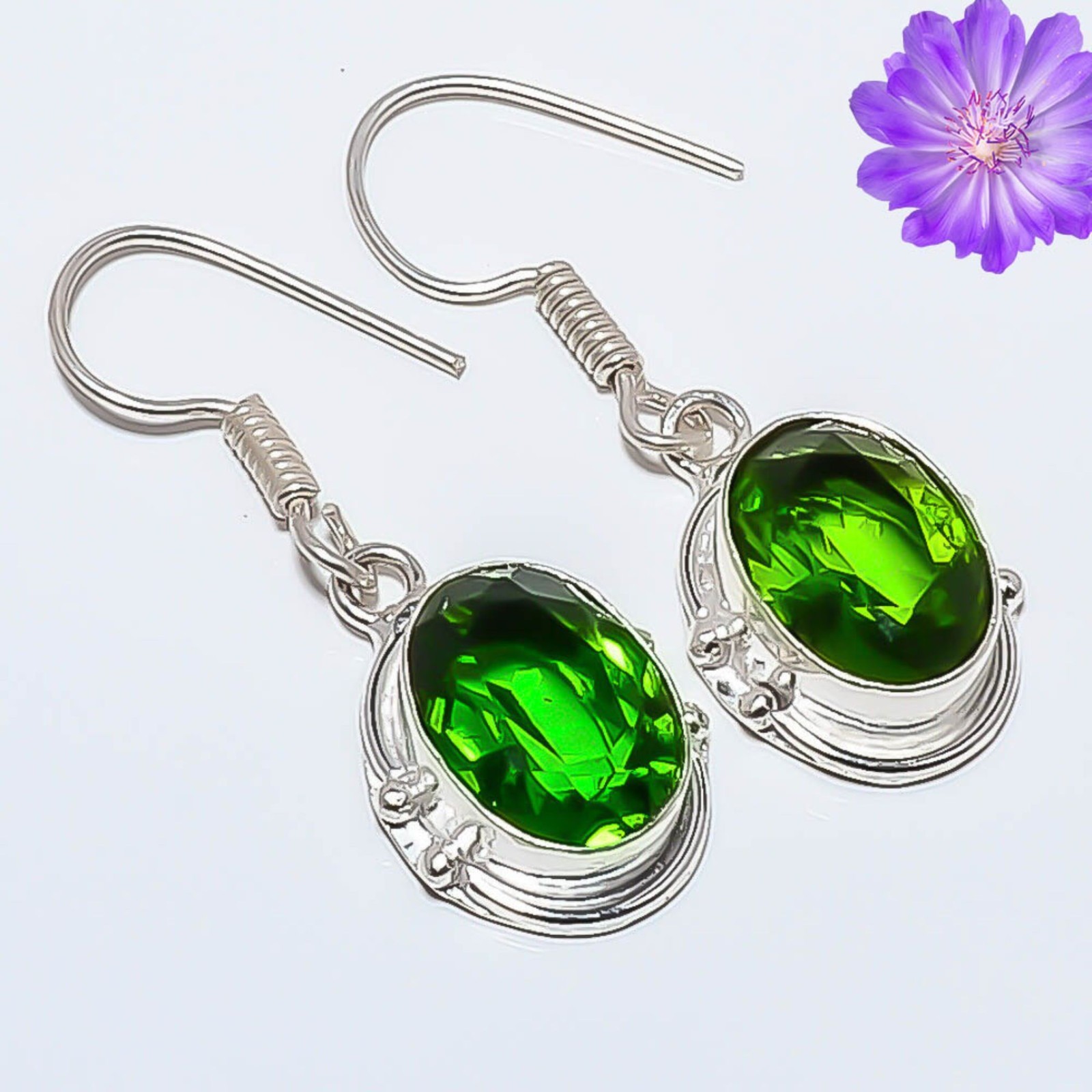 Green Peridot Gemstone 925 Sterling Silver Earring Handmade jewelry Earring Gift