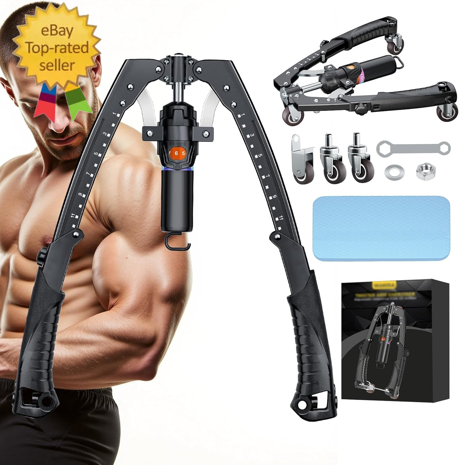 Twister Arm Trainer, 3 in 1 Hydraulic Power Chest Workout Equipment with Ab Roll