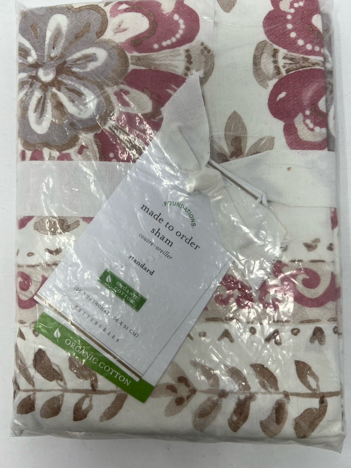 Pottery Barn Lila Reversible Organic Percale Sham Standard Pink Multi_NWT_TK