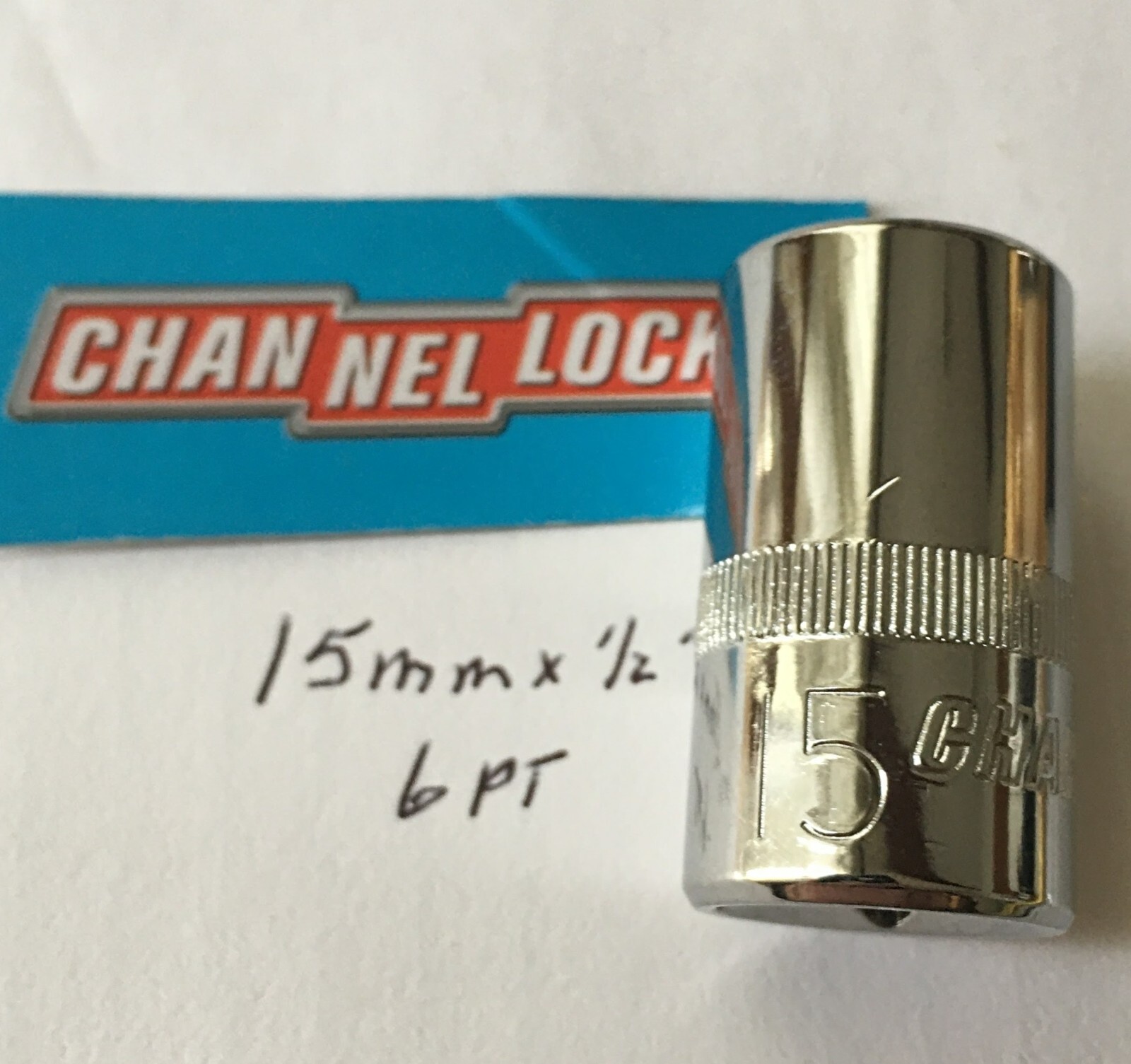 CHANNELLOCK  15 mm  x 1/2" DR  STANDARD METRIC  SOCKET  6 Pt Free USA Shipping