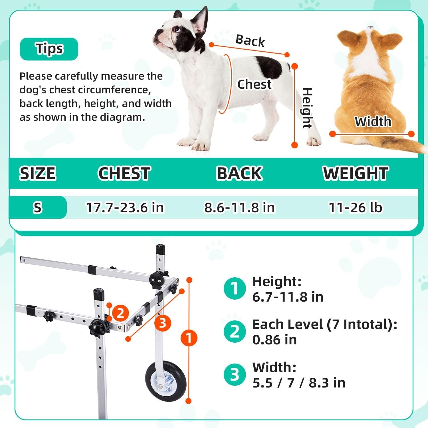 Lightweight Portable Dog Wheelchair for Back Legs Small